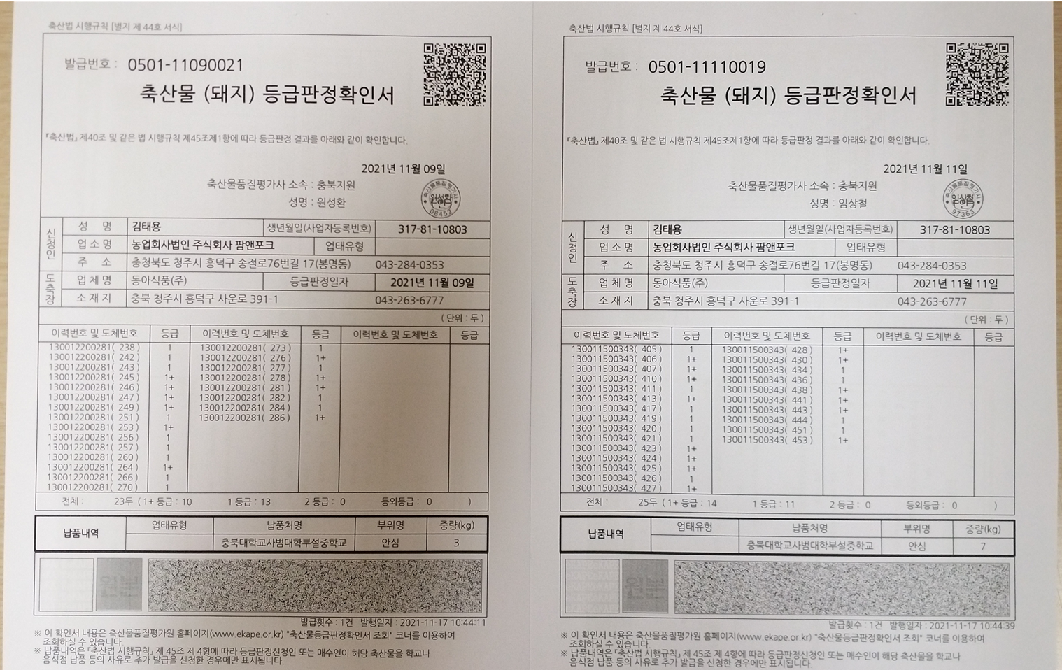 등급판정서