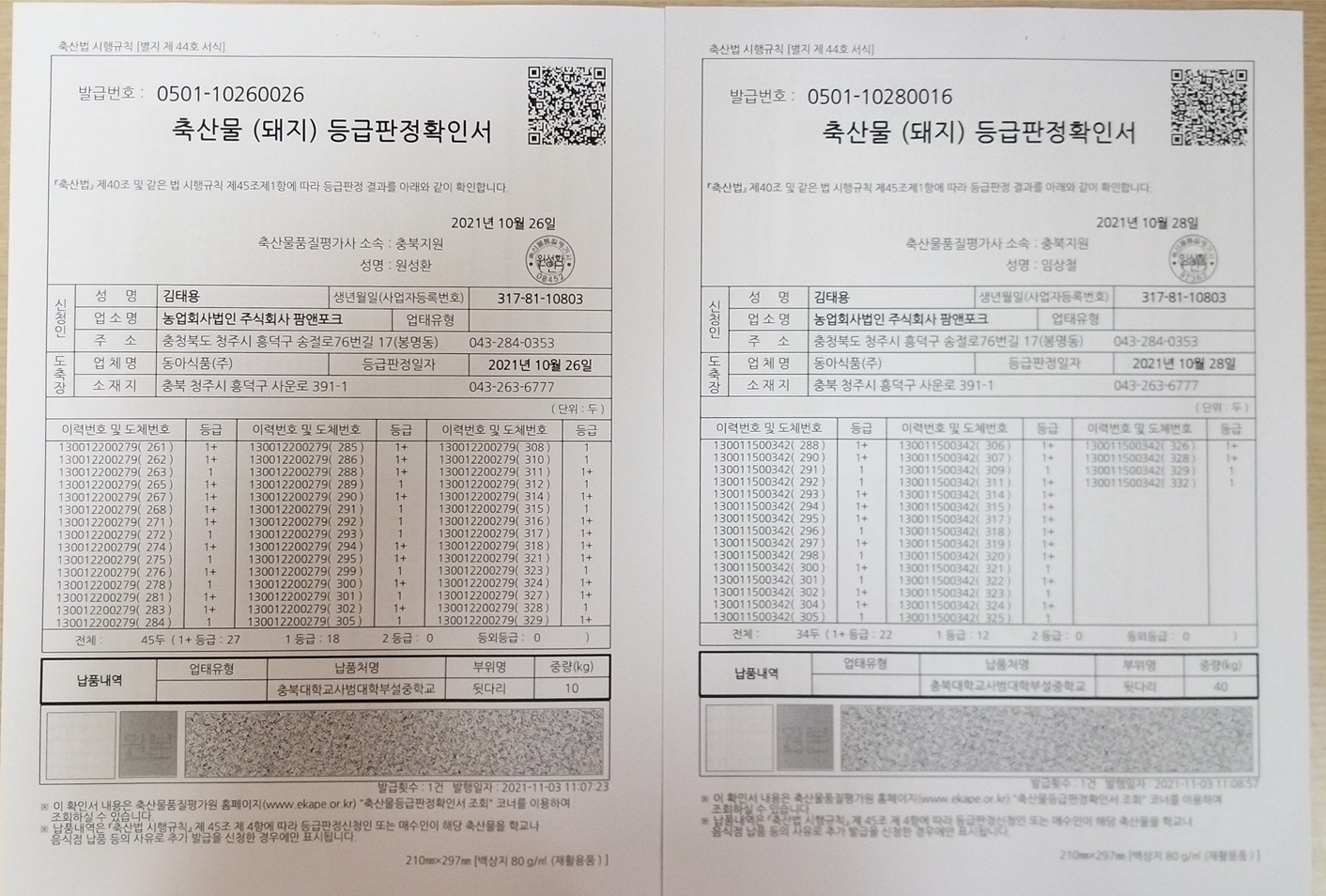 등급판정서