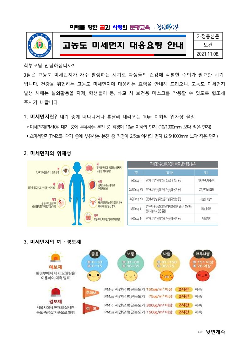 고농도 미세먼지 대응 요령 안내_1