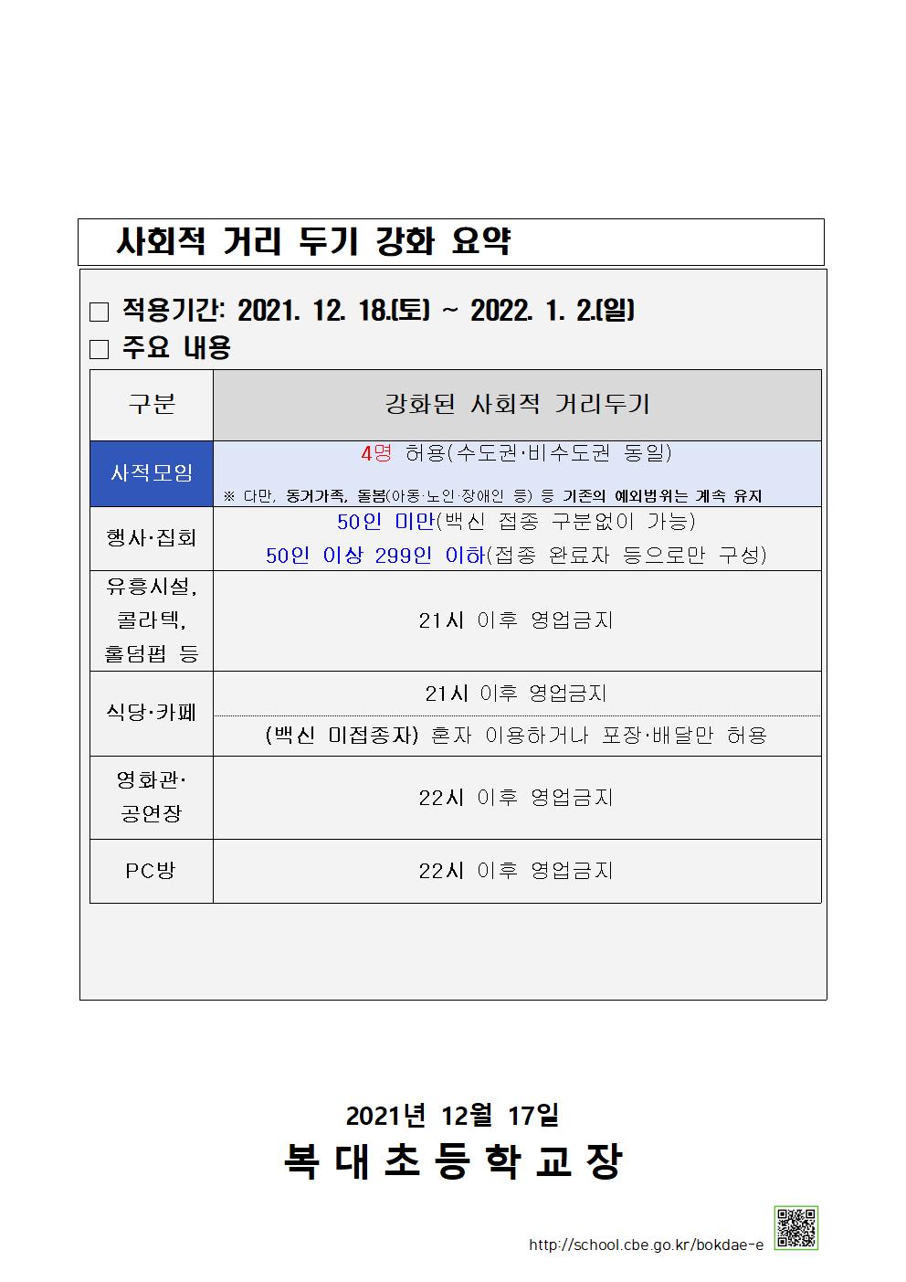 코로나19확진자지속발생에따른방역수칙준수 및거리두기안내문2