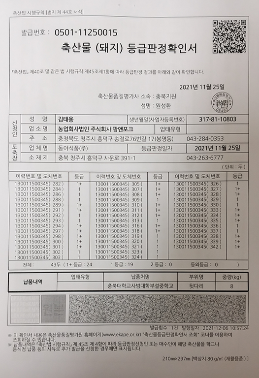 등급판정서