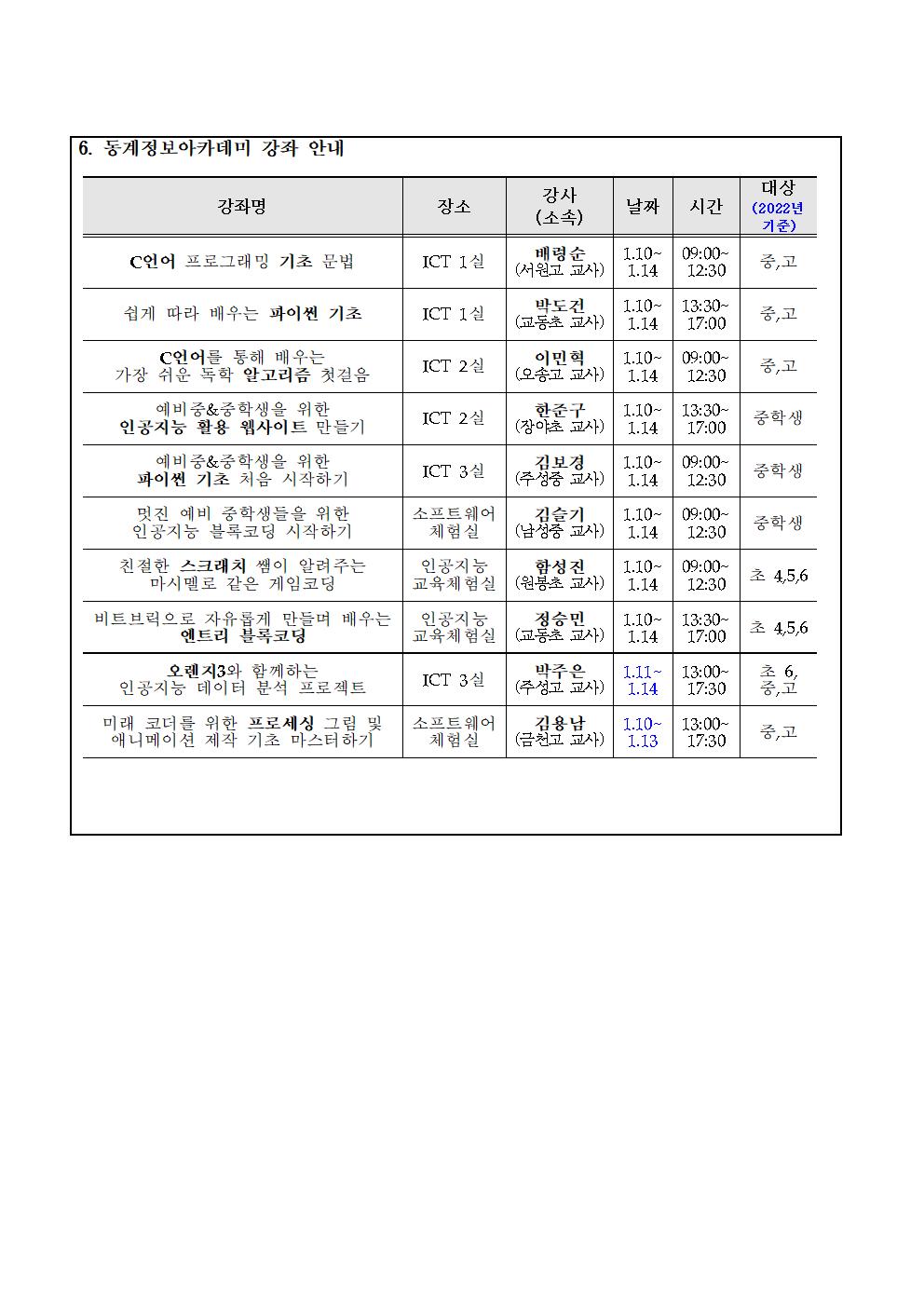 2021_129 2022. 동계 정보아카데미 안내문002