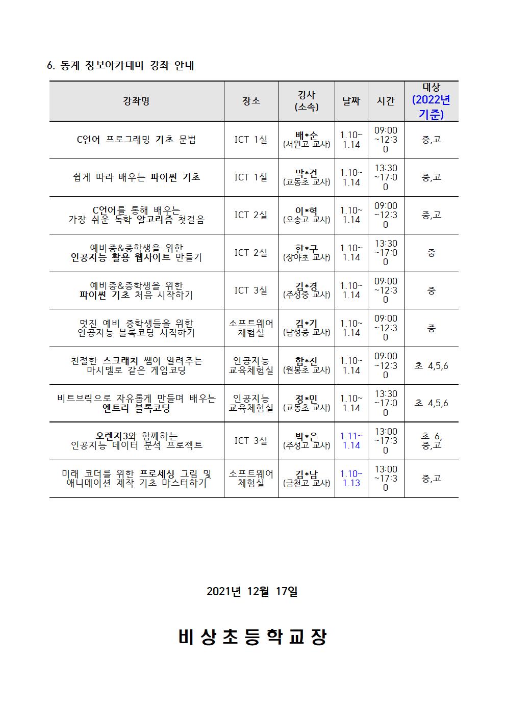 통) 2022. 동계 정보아카데미 안내002