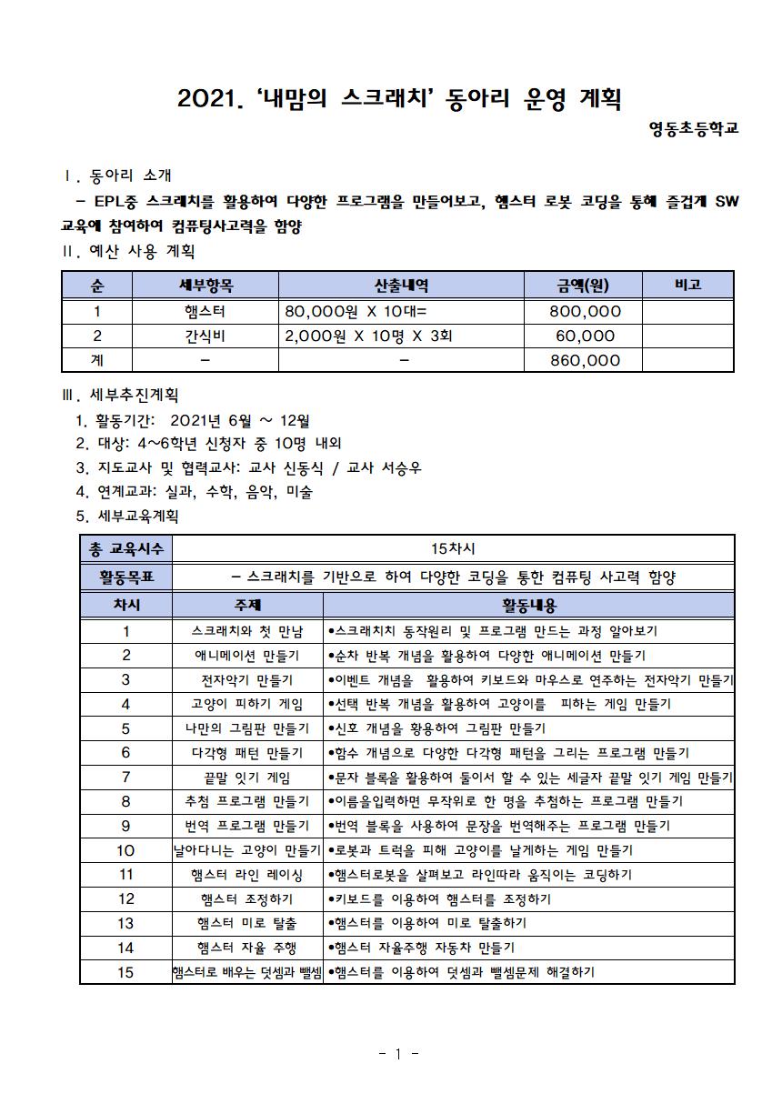 코딩 동아리 운영 계획