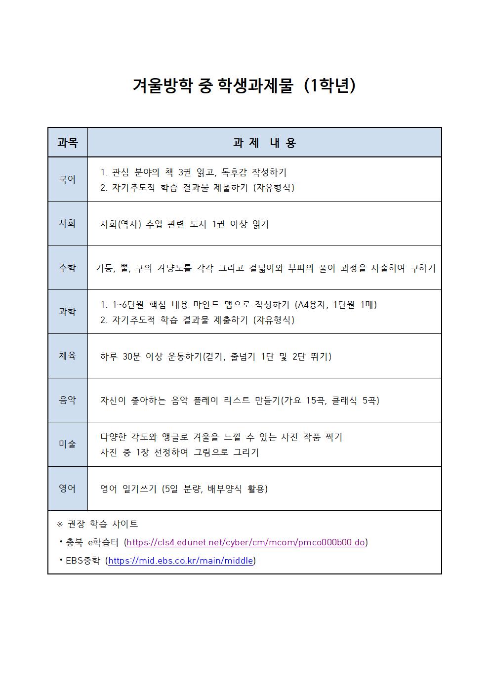 겨울방학 중 학생과제물(1,2학년)001