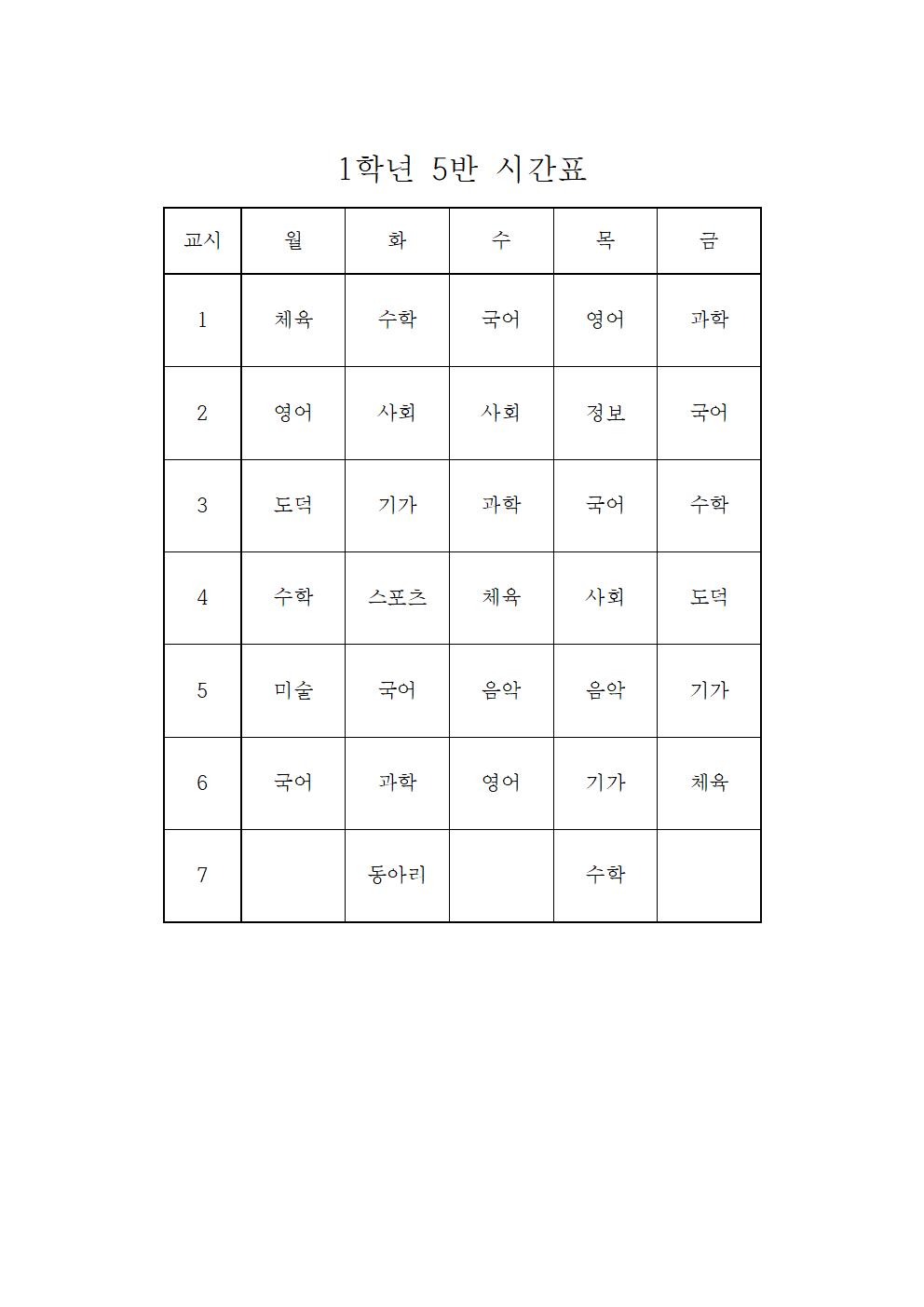 2022. 1학기 임시 학급시간표(1학년)005