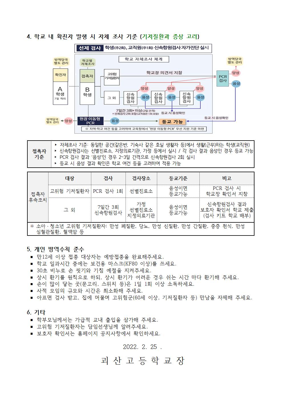 코로나19 예방을 위한 안전한 학교생활안내 가정통신문002