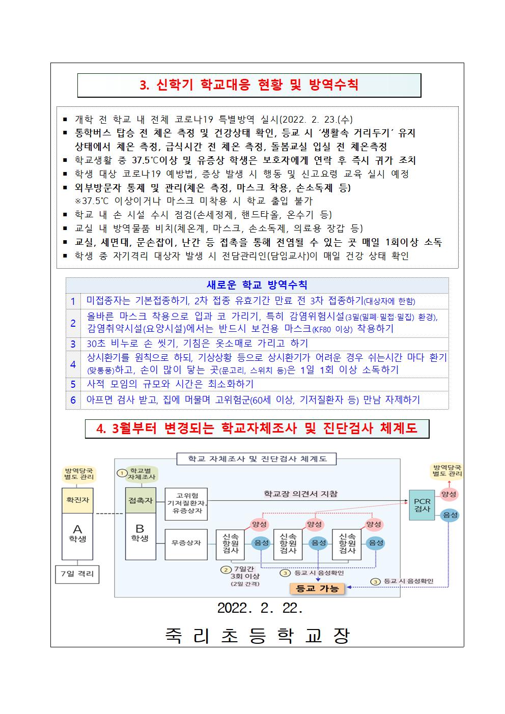 2022. 신학기 코로나19 대응을 위한 가정통신문002