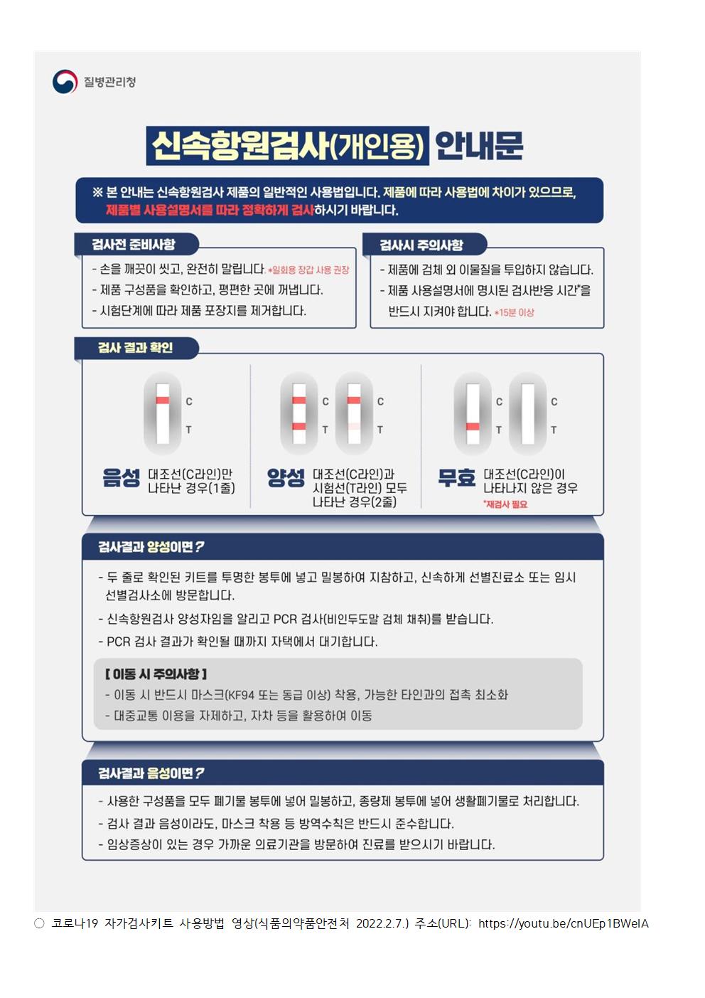 2022. 코로나19 예방을 위한 안전한 학교생활 안내 가정통신문004