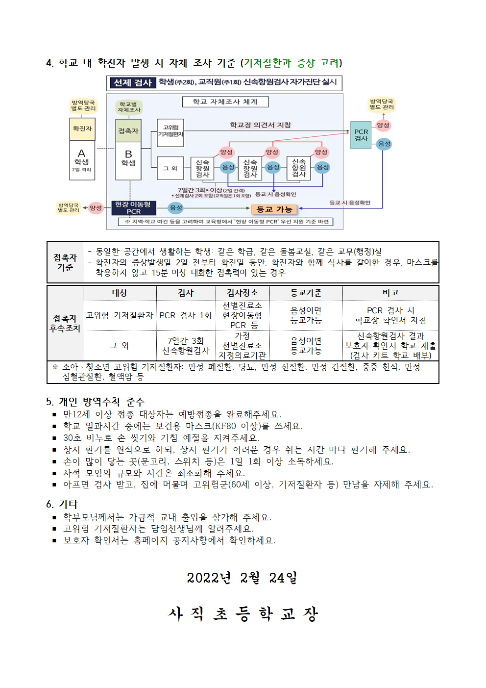 2022 코로나19예방을 위한 안전한 학교 생활 안내문-사직초002