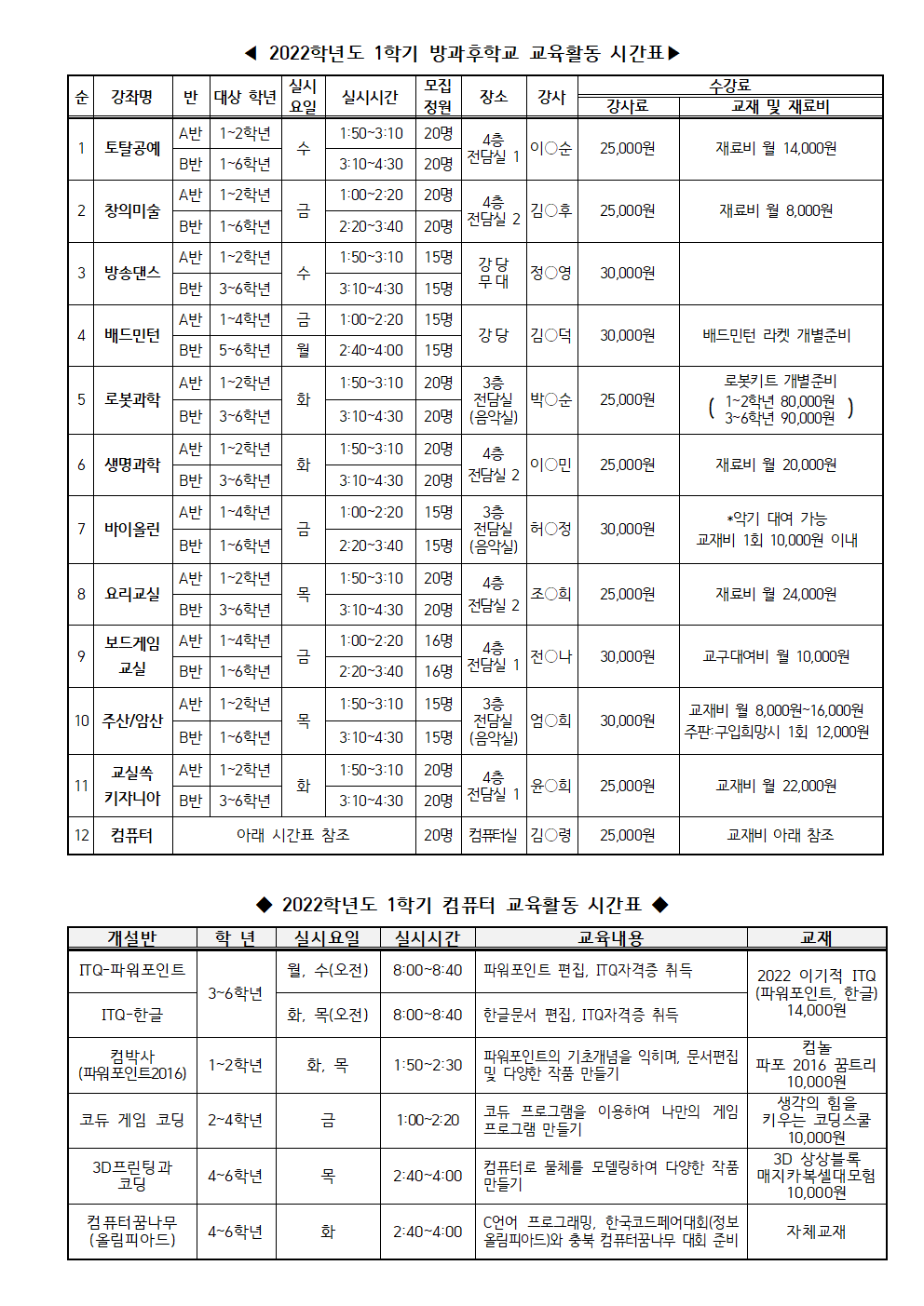 2022. 1학기 방과후학교 신청 안내002