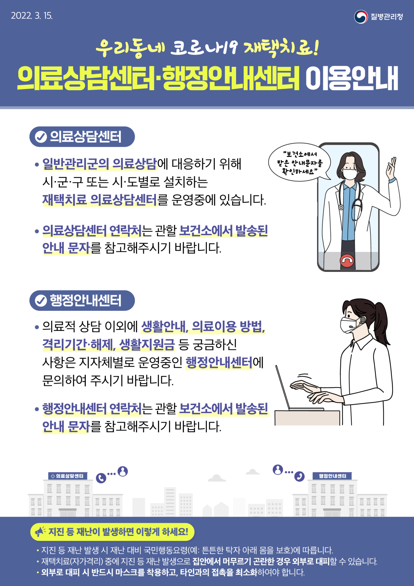 8. 재택치료 이용 안내_의료상담센터.행정안내센터 이용 안내