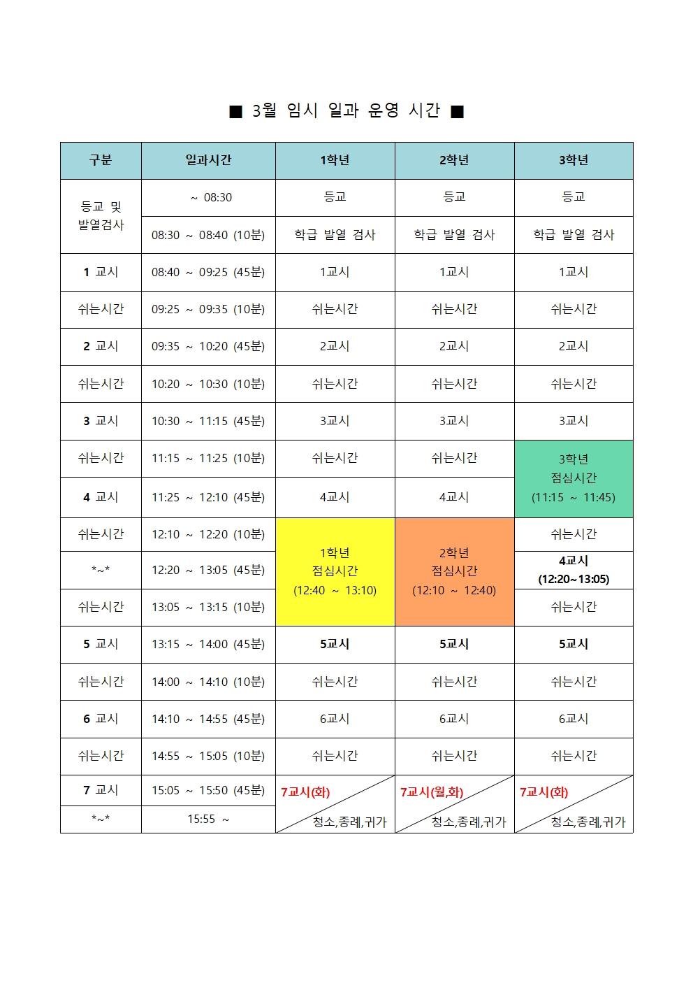 2022. 3월 임시 일과운영 시간001