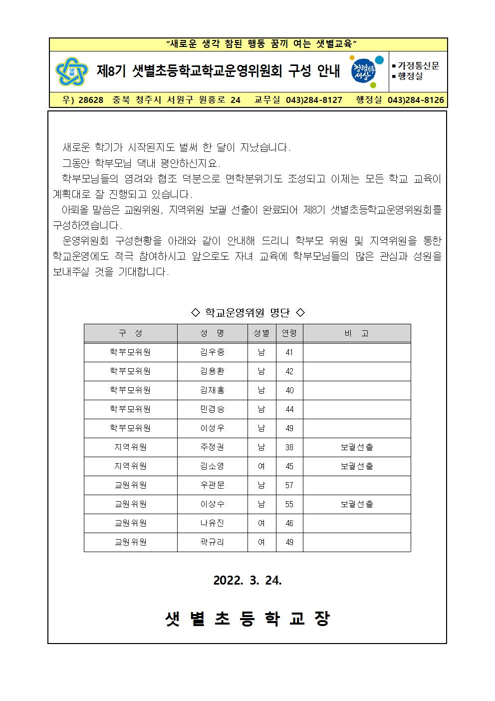 제8기 샛별초등학교학교운영위원회 구성 안내001