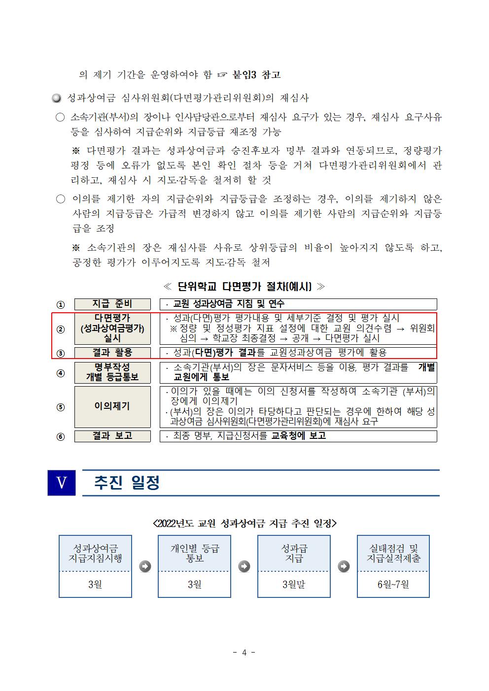 2022학년도 교육공무원(기간제교사 포함) 성과상여금 지급 추진 계획(안) (학교홈페이지용)004