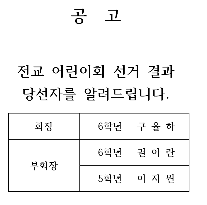 선거 결과 공고