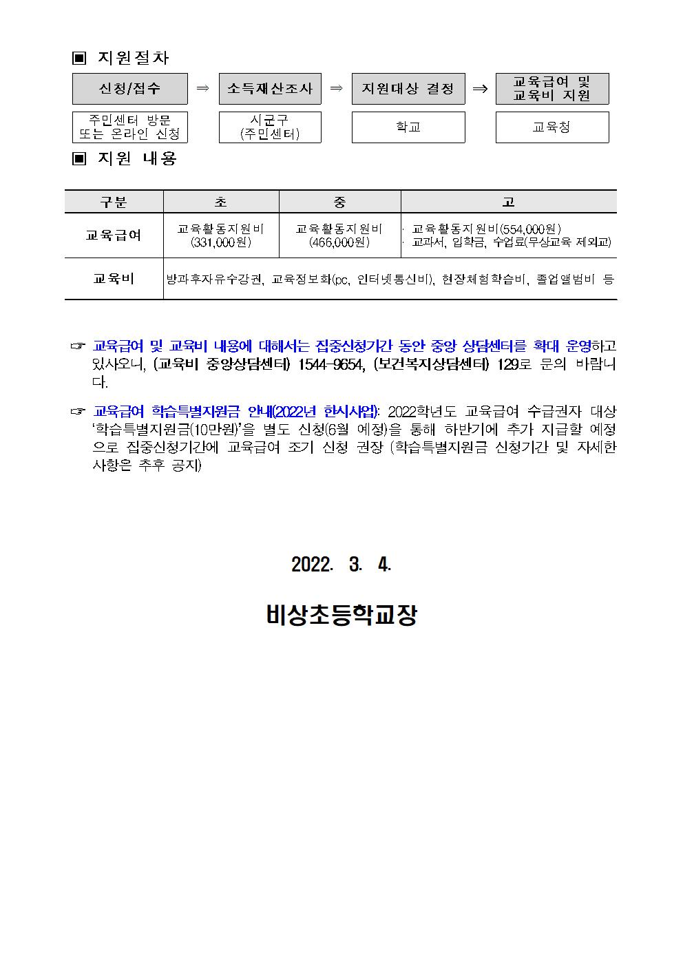 통) 2022년 교육급여 및 교육비 신청 안내002