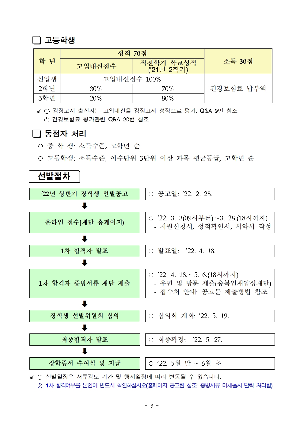 [세명고등학교-2358 (첨부) 충청북도교육청 유아특수복지과] 2022년 상반기 충북인재양성재단 장학생 선발 공고문003