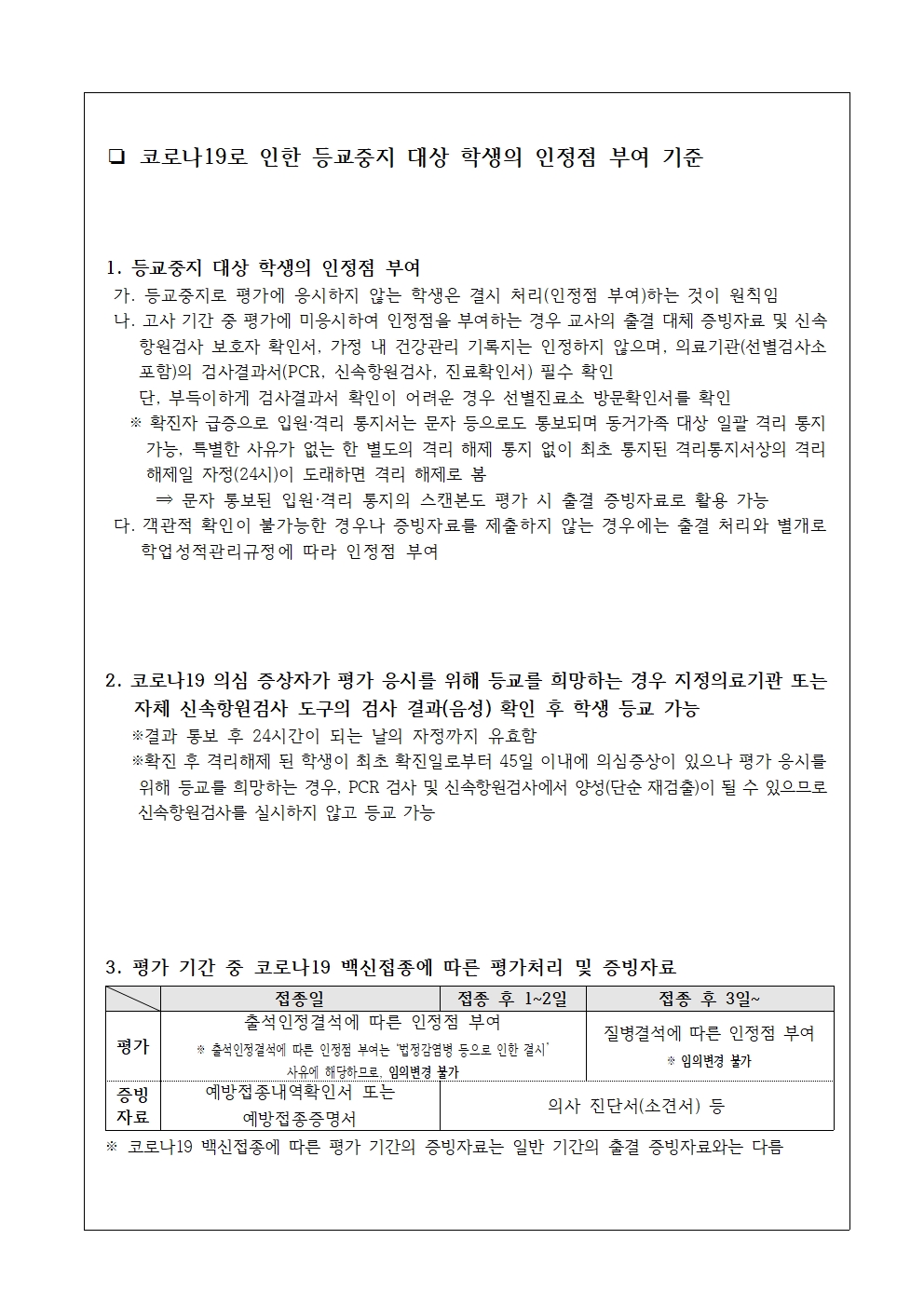 2022학년도 1학기 교과 평가 계획 안내 가정통신문004