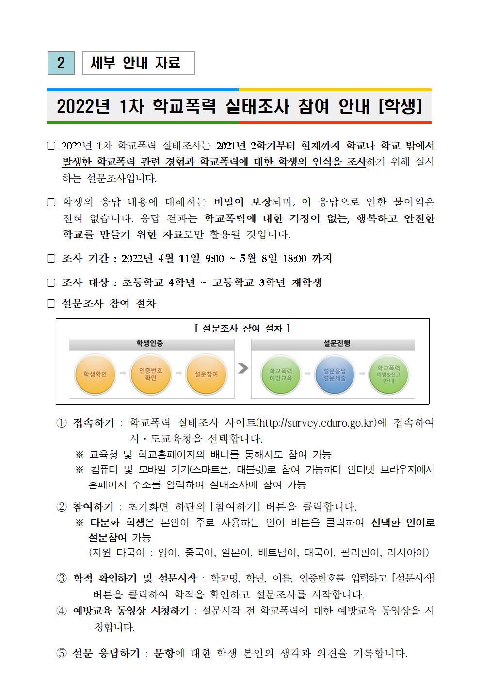 2022학년도 1차 학교폭력실태조사 참여 안내004