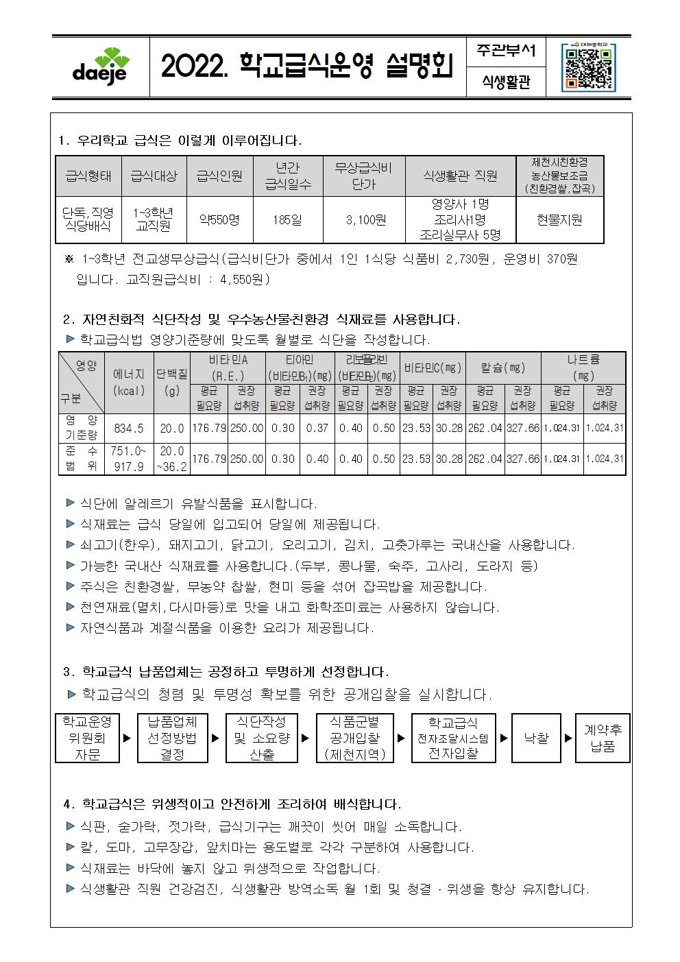 [가정통신문] 2022. 학교급식운영 설명회001