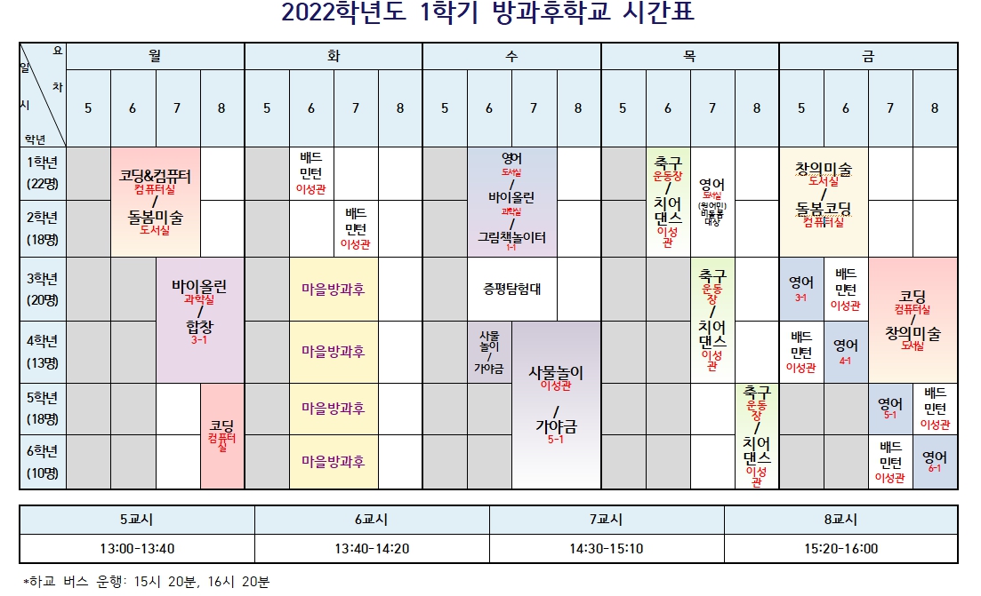 2022.방과후학교 시간표(최종)