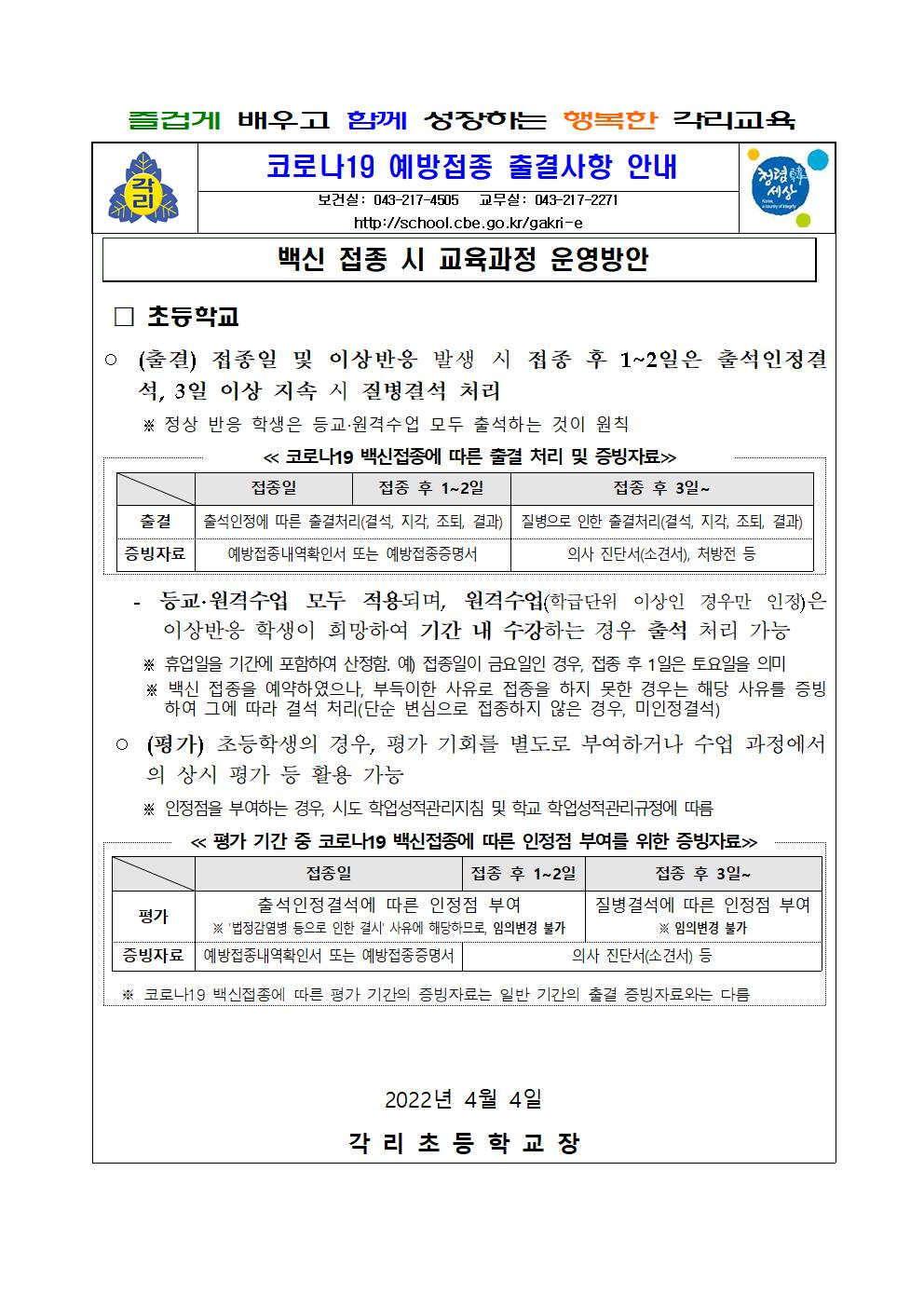 코로나19 예방접종 출결사항 안내001