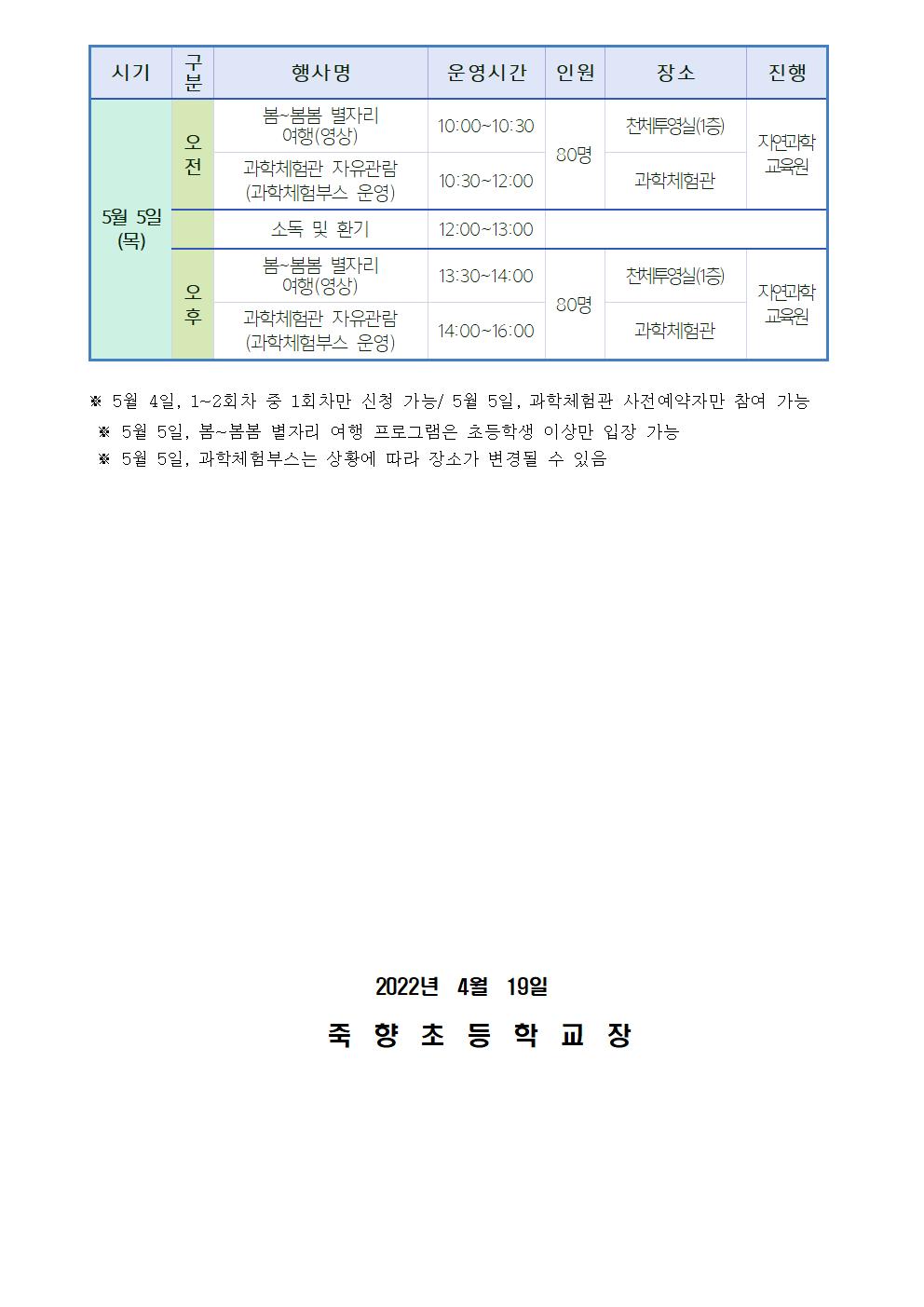 2022. 세대공감 과학관은 살아있다 운영 안내장002