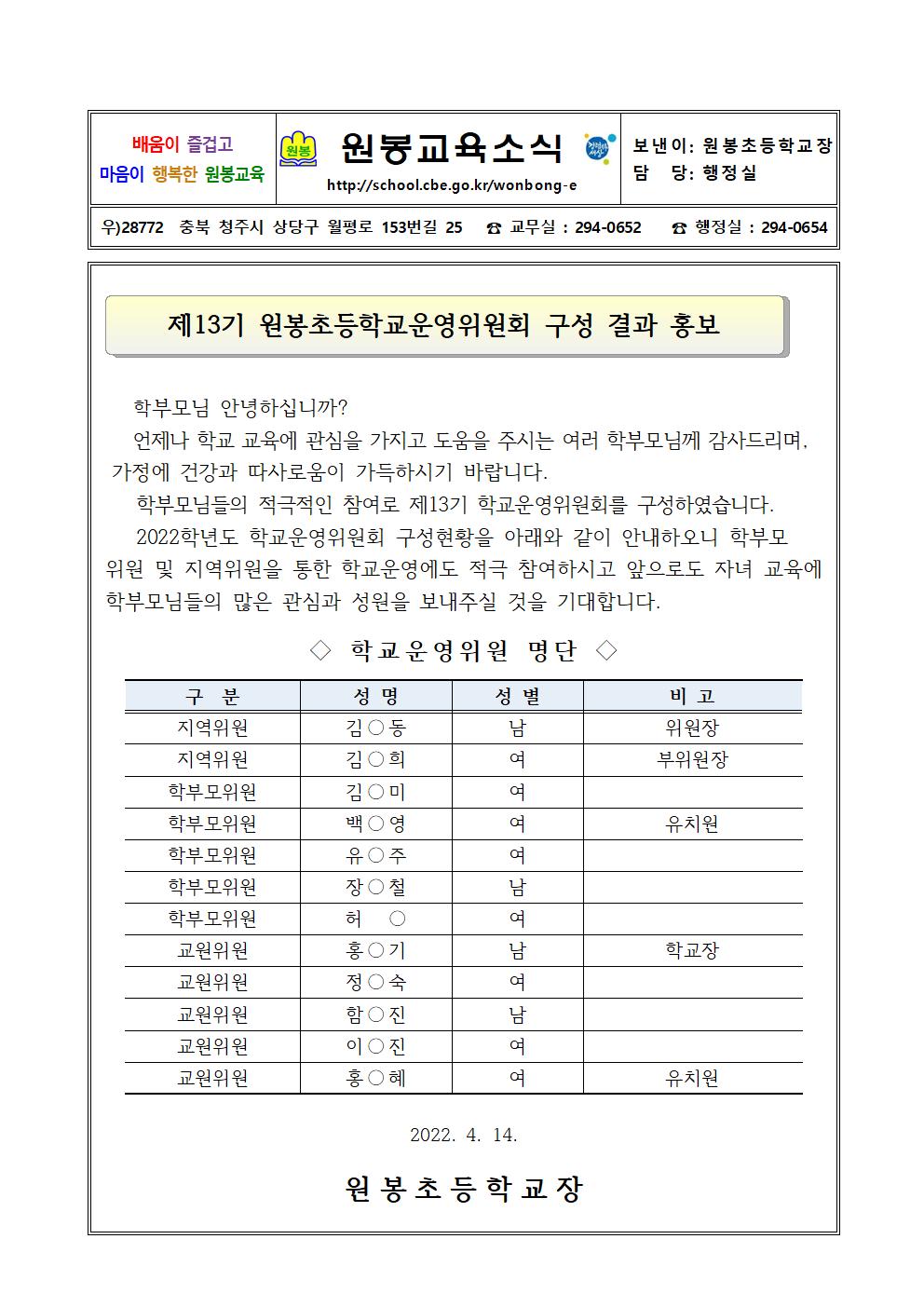 15_학교운영위원회 구성결과 홍보(가정통신문)001