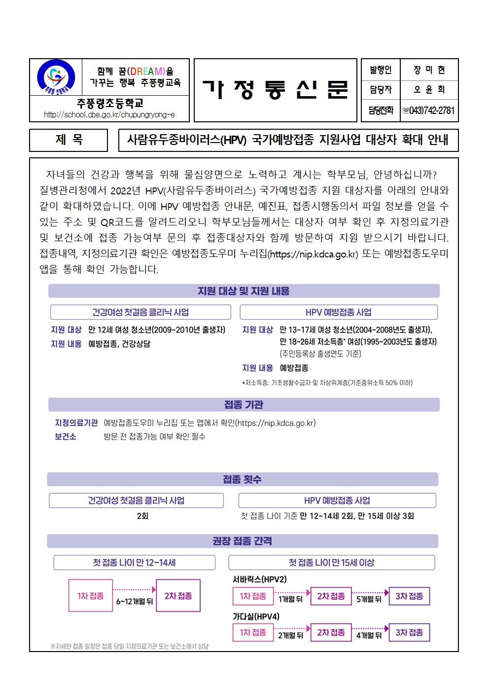 HPV 국가예방접종 지원사업 대상자 확대 안내장001