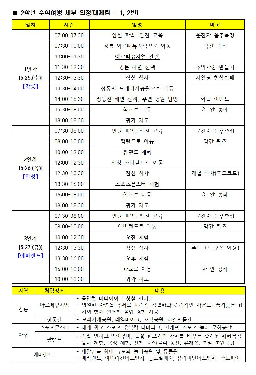 가정통신문-2학년 수학여행 안내-2