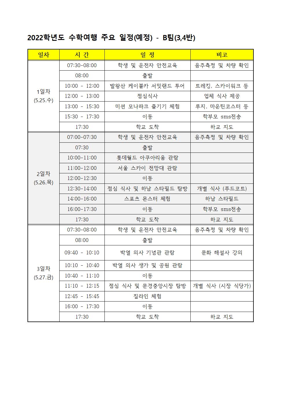 2022. 3학년 수학여행 참여 안내 가정통신문003