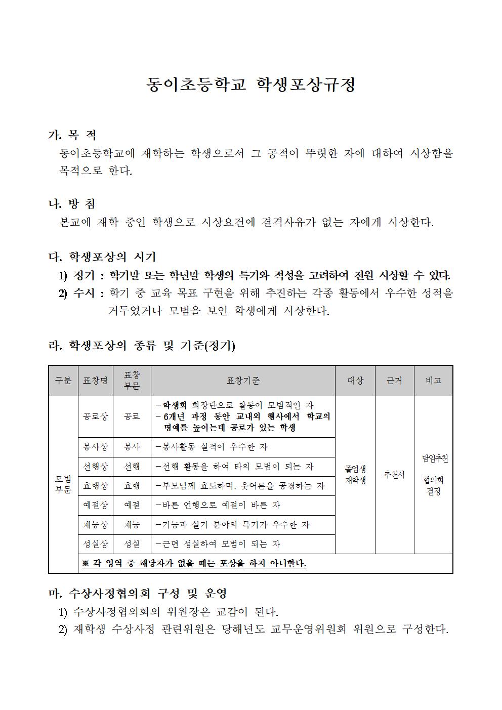 동이초등학교 학생포상규정(2022.04.18.개정)001