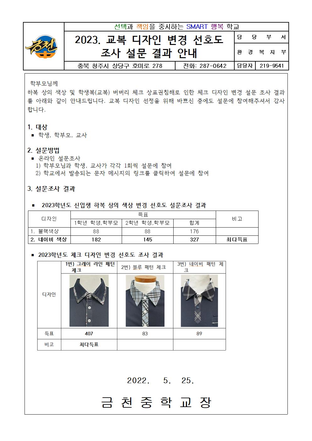 2023. 교복 디자인 변경 선호도 조사 설문 결과 안내001