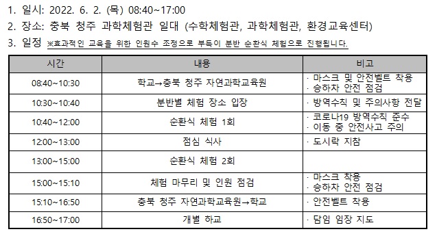 6.2. 충북과학체험관일정