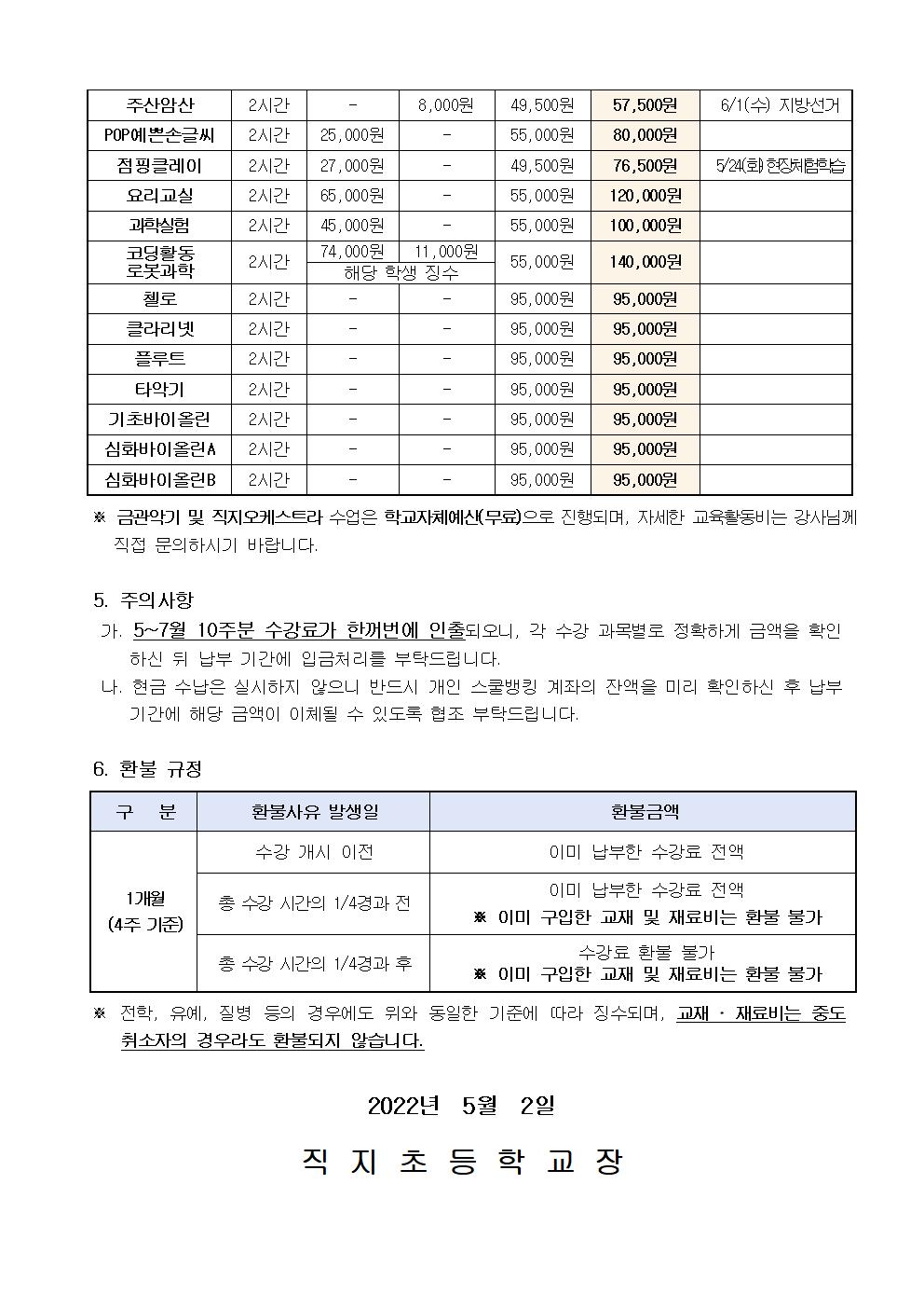 2022. 방과후학교 5-7월 교육활동비 납부 안내장002