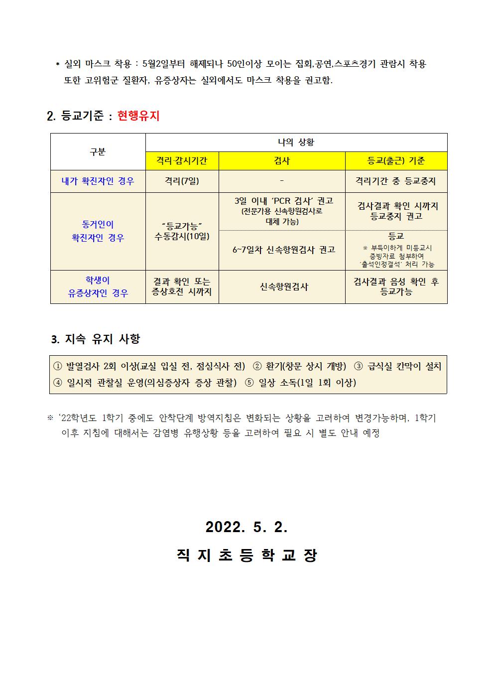 포스트 오미크론 학교 방역 변경사항 안내(직지초)002