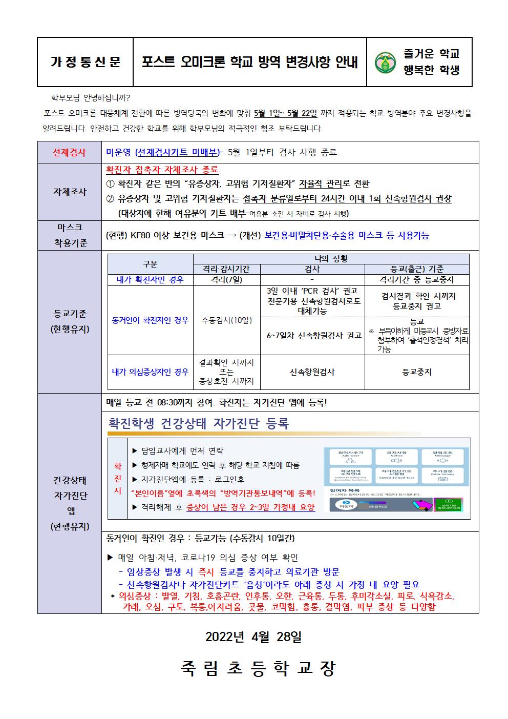 포스트 오미크론 학교 방역 변경사항 안내(2)001