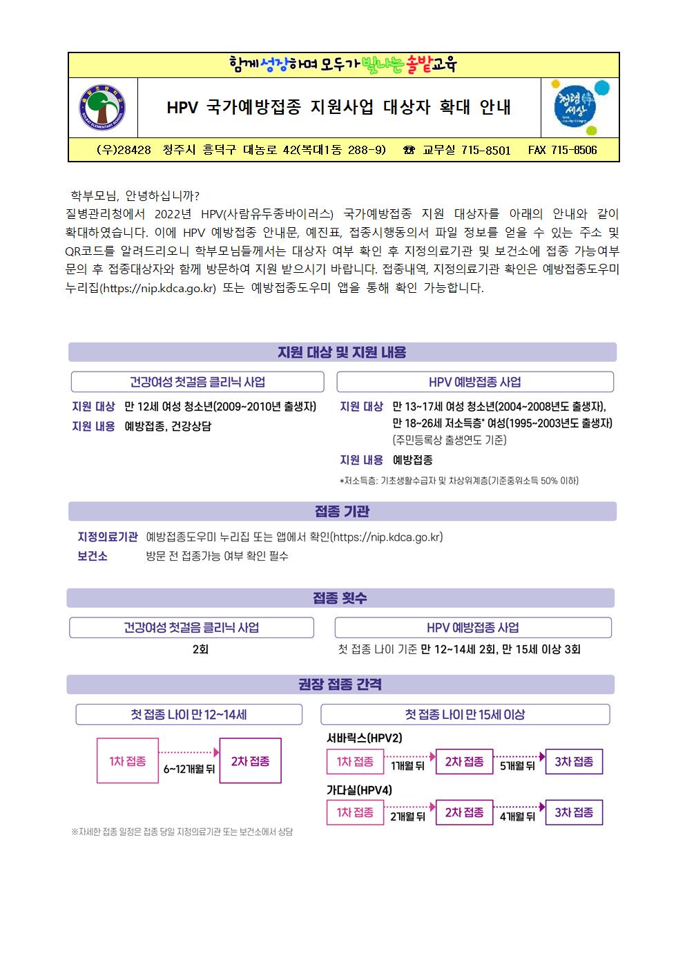 HPV 국가예방접종 지원사업 대상자 확대 안내문001