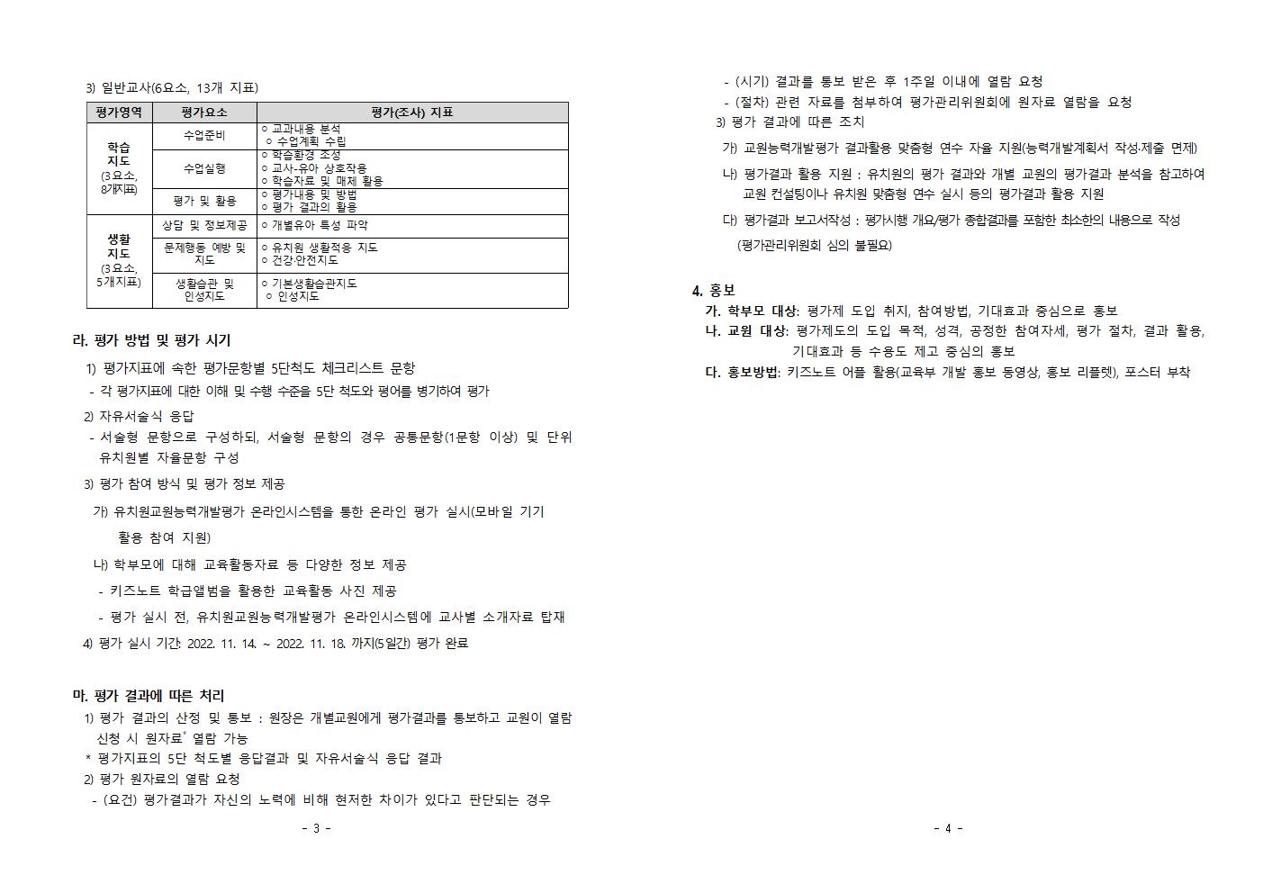2022. 유치원 교원능력개발평가 운영 계획(게시용)002