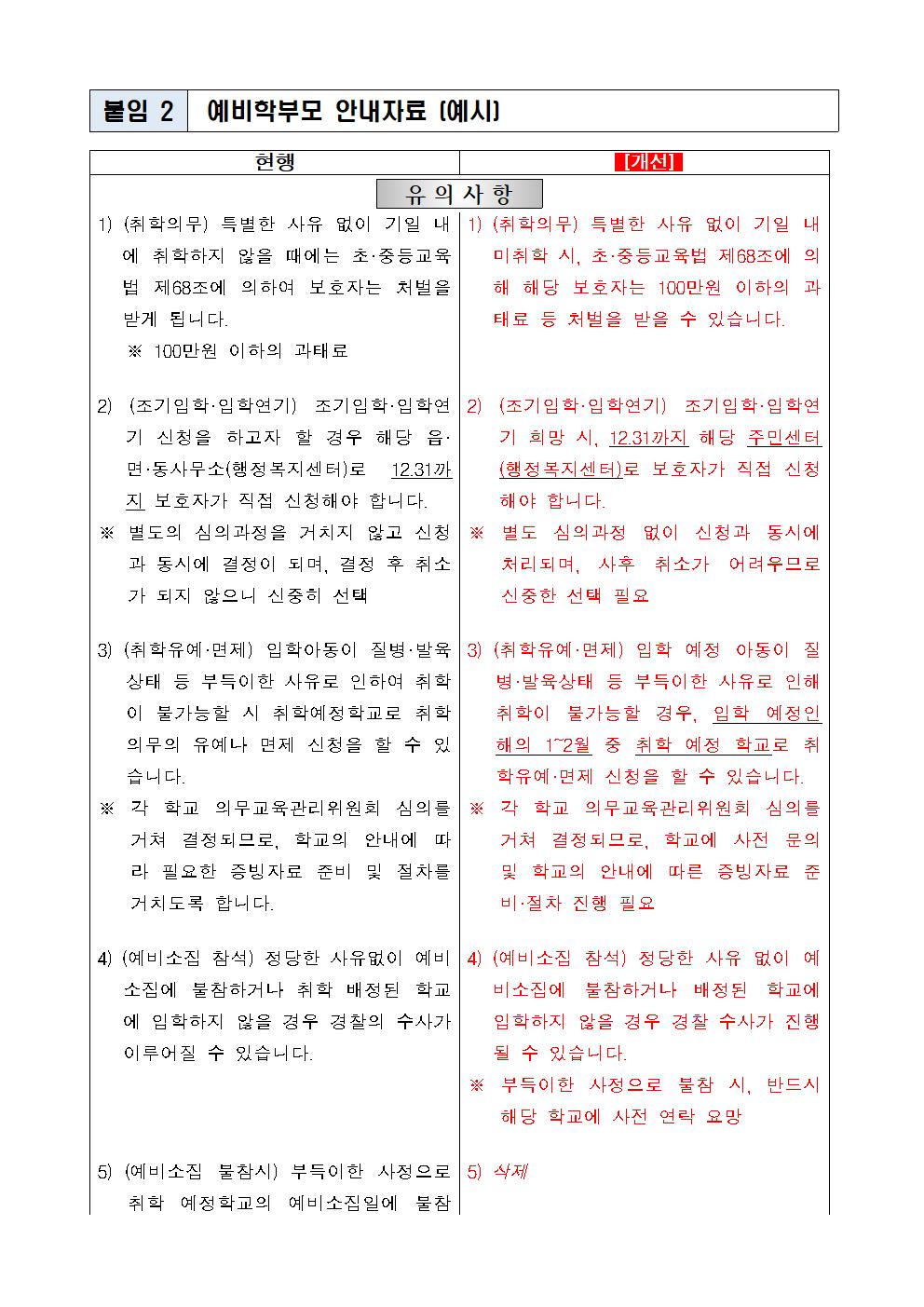 취학통지서 양식 및 예비학부모 안내문002