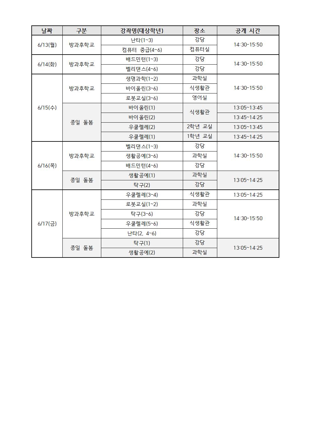 2022. 방과후학교 학부모 공개수업의 날 안내장002