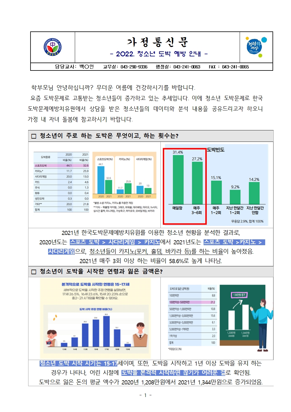 가정통신문(2022. 청소년 도박예방 안내)001
