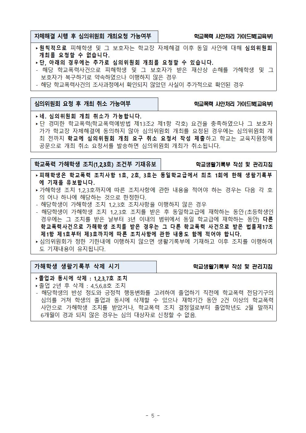 2022년 학교폭력 사안처리 학부모(보호자) 안내 가정통신문005