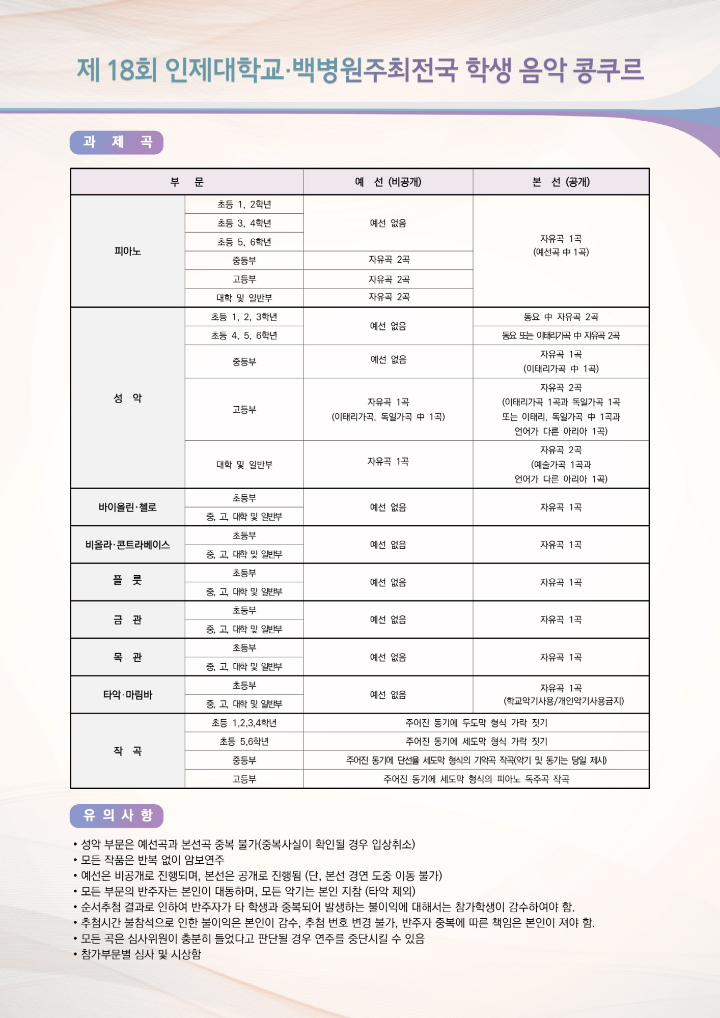 인제대학교 리버럴아츠칼리지(i-LAC) 음악학과_제18회 인제음악콩쿠르 전단 2