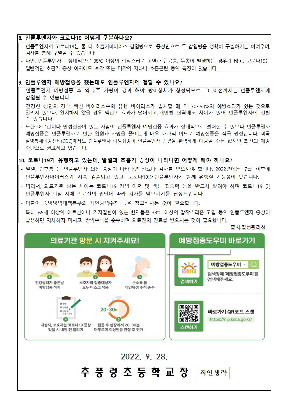 인플루엔자(독감) 예방수칙 및 국가 예방접종 사업 안내장_추풍령초003