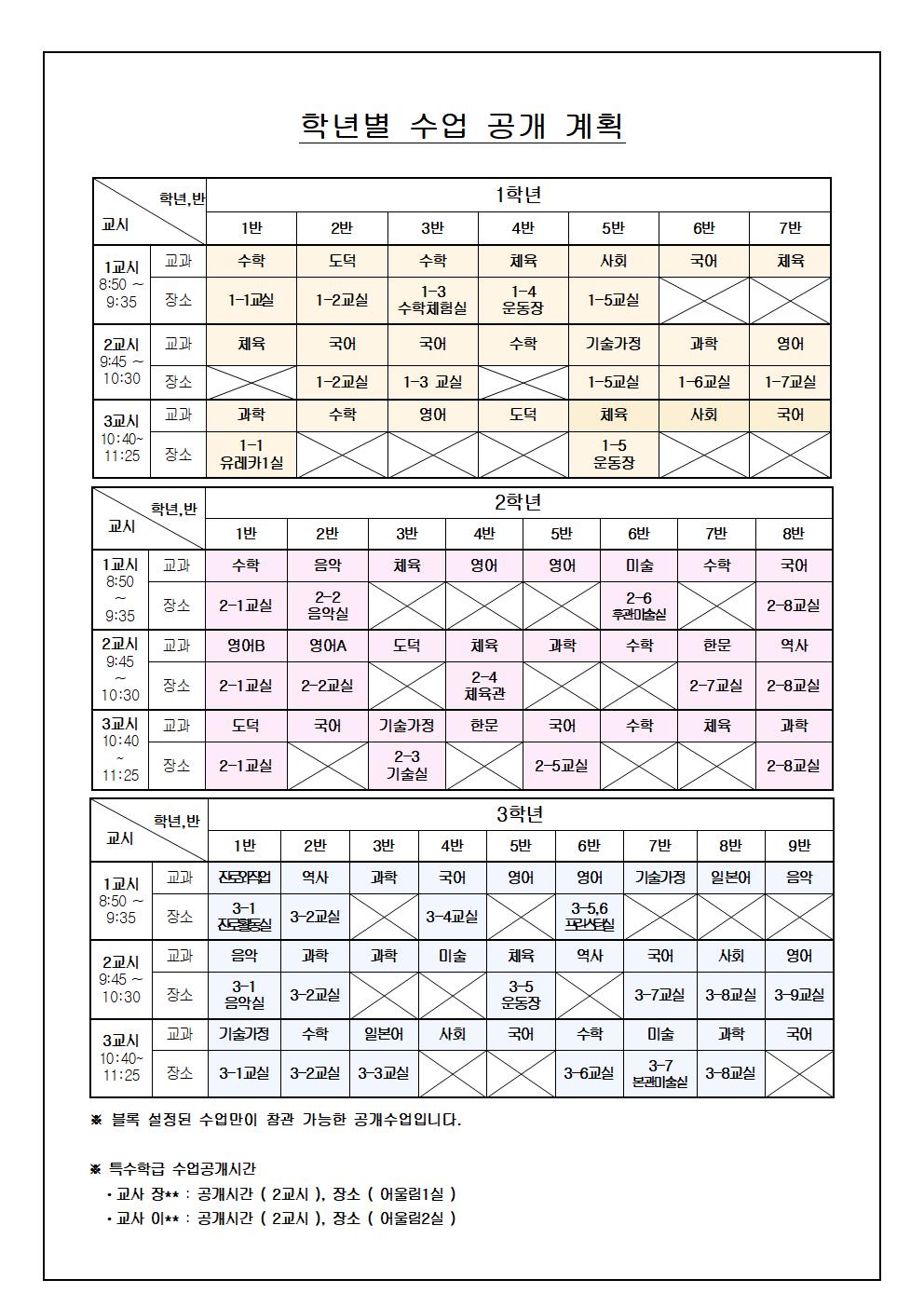 2022. 수업공개의 날 안내 가정통신문(1)002