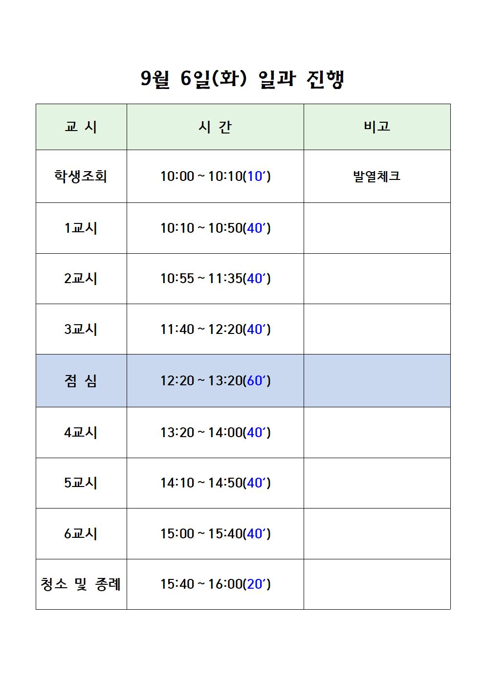 9월 6일(화) 일과 진행001