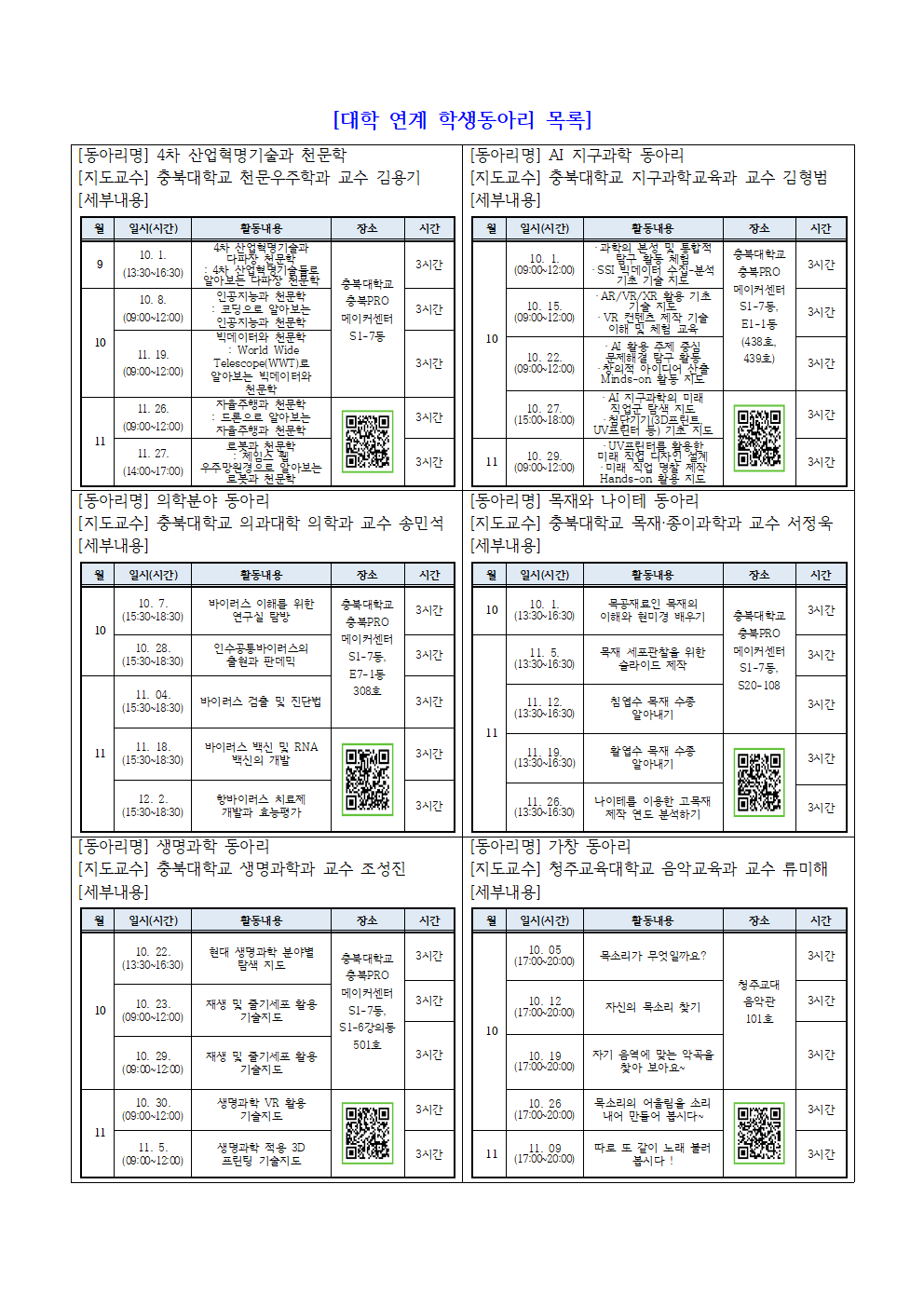 2022. 청주행복교육지구 대학 연계 학생동아리 참가 신청 안내 가정통신문002