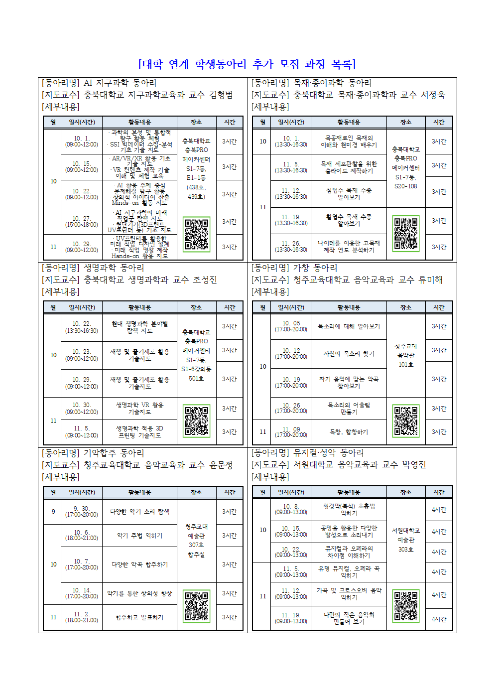 2022. 청주행복교육지구 대학 연계 학생동아리 추가 신청 안내 가정통신문002